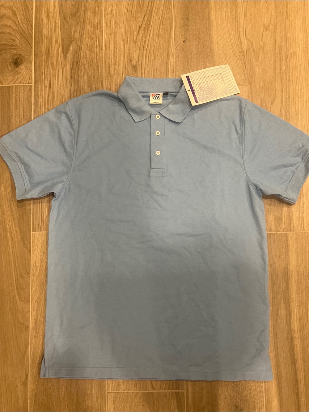 Men's Light Blue Polo Shirt with Button Placket